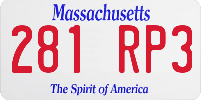 MA license plate 281RP3
