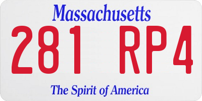 MA license plate 281RP4