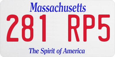 MA license plate 281RP5