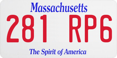 MA license plate 281RP6