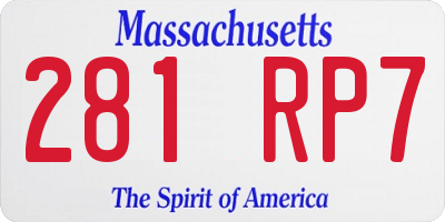 MA license plate 281RP7