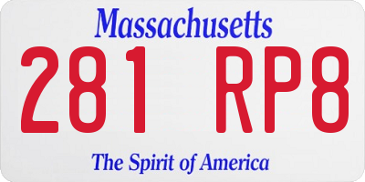 MA license plate 281RP8