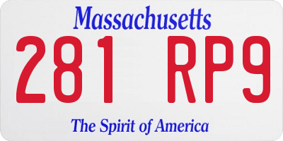 MA license plate 281RP9