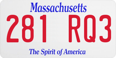MA license plate 281RQ3
