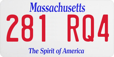 MA license plate 281RQ4