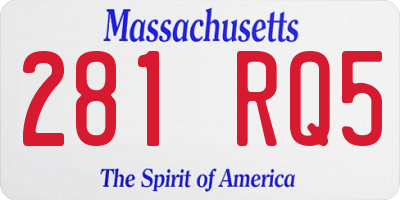 MA license plate 281RQ5