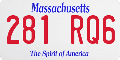 MA license plate 281RQ6