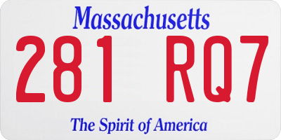 MA license plate 281RQ7
