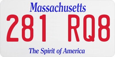 MA license plate 281RQ8