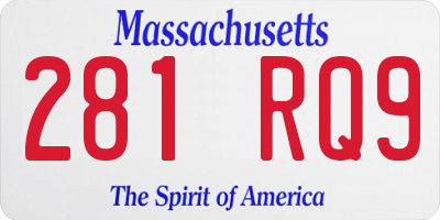 MA license plate 281RQ9