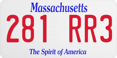 MA license plate 281RR3