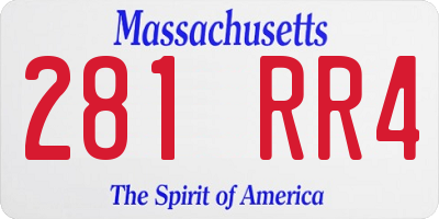 MA license plate 281RR4