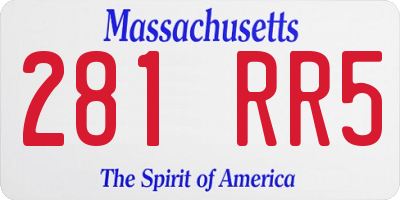 MA license plate 281RR5