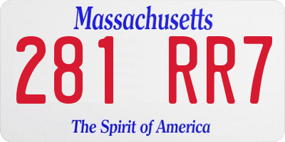 MA license plate 281RR7
