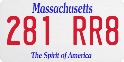 MA license plate 281RR8