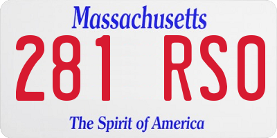 MA license plate 281RS0