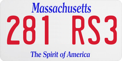 MA license plate 281RS3