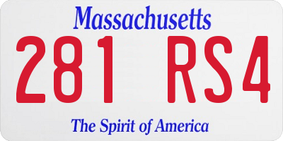 MA license plate 281RS4