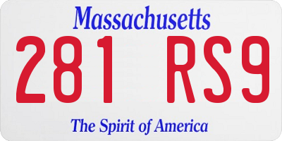 MA license plate 281RS9