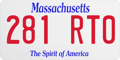 MA license plate 281RT0
