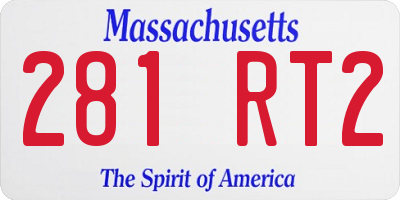 MA license plate 281RT2
