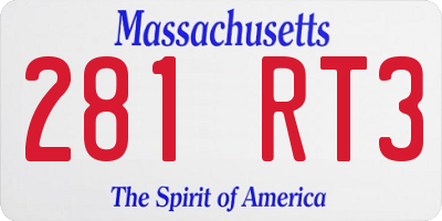 MA license plate 281RT3