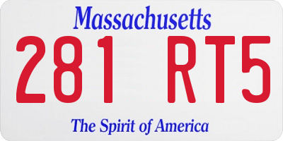 MA license plate 281RT5