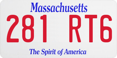 MA license plate 281RT6