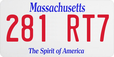 MA license plate 281RT7