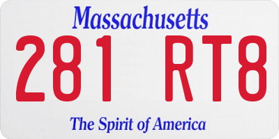 MA license plate 281RT8
