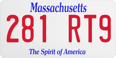 MA license plate 281RT9