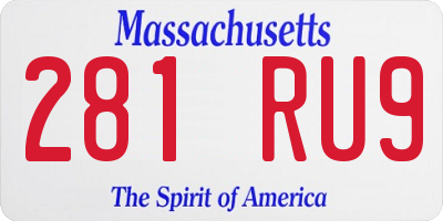 MA license plate 281RU9