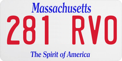 MA license plate 281RV0