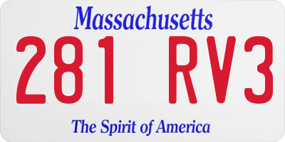 MA license plate 281RV3