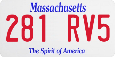 MA license plate 281RV5