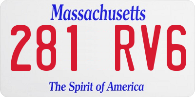 MA license plate 281RV6