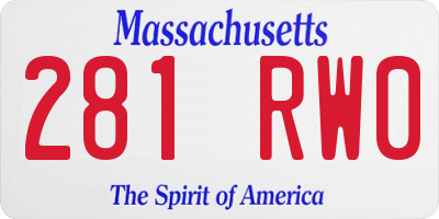 MA license plate 281RW0