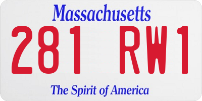 MA license plate 281RW1