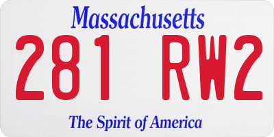 MA license plate 281RW2