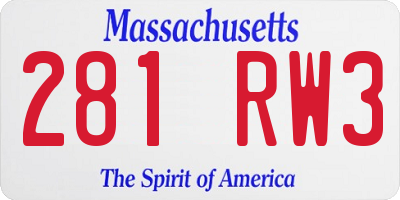 MA license plate 281RW3