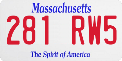 MA license plate 281RW5