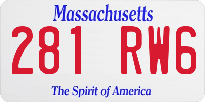 MA license plate 281RW6