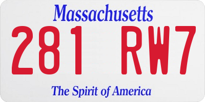 MA license plate 281RW7