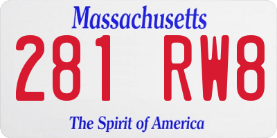 MA license plate 281RW8