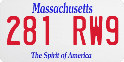 MA license plate 281RW9