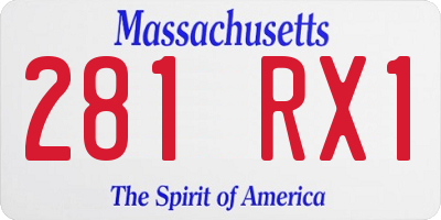 MA license plate 281RX1