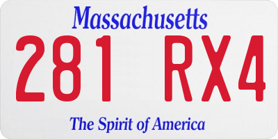 MA license plate 281RX4