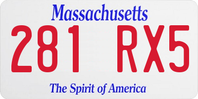 MA license plate 281RX5