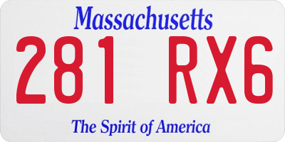 MA license plate 281RX6