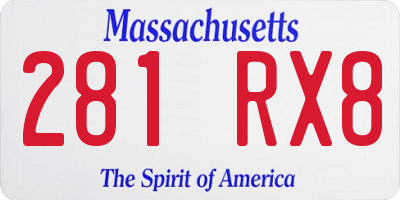 MA license plate 281RX8